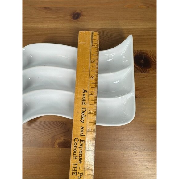 1999 Crate & Barrel White Porcelain Appetizer Oil Dip Dishes 3 Shapes Lot of 3 - Picture 6 of 13